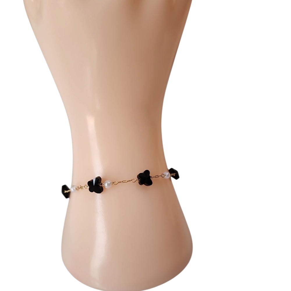 Gold and Black Butterfly Necklace, Bracelet, And Earrings Set - Picture 2 of 6